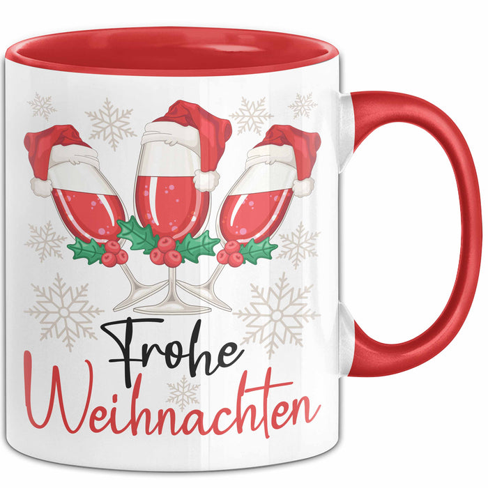 Weihnachten Weinglas Tasse Geschenk Weihnachtliche Grafik Weinliebhaber Frohe Weihnachten Kaffee-Becher Rot Trendation