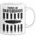 Skateboards Skater Fans Bzw Skateboard Tasse Becher Geschenk Mädchen Jungs Arten Von Skateboards Weiß Trendation