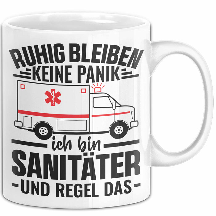 Sanitäter Tasse Geschenk Ruhig Bleiben Ich Bin Sanitäter Und Regel Das Geschenkidee Rettungssanitäter Weiß Trendation