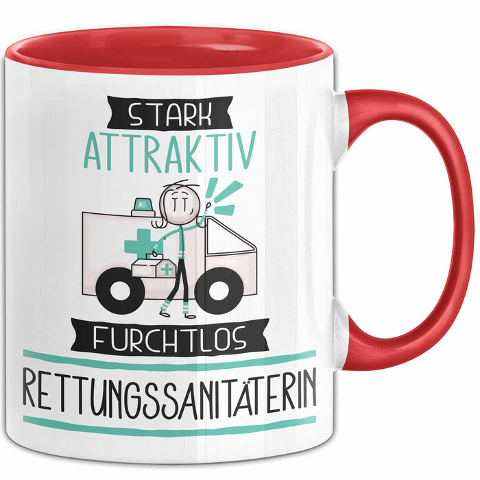 Rettungssanitäterin Tasse Geschenk Becher Stark Attraktiv Furchtlos Rettungssanitäterin Lustige Geschenkidee Rot Trendation