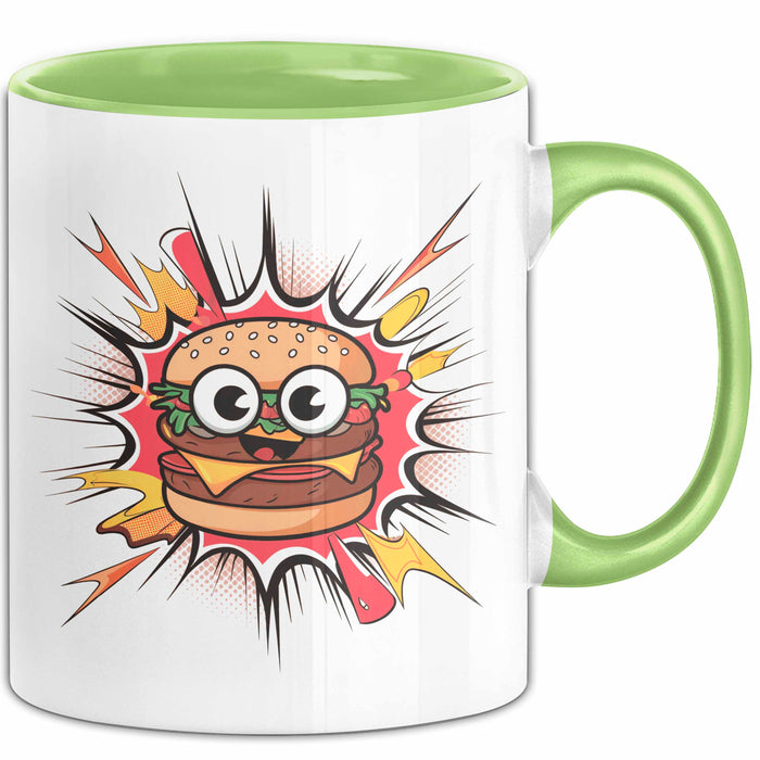 Burger Fan Tasse Geschenk Lustige Geschenkidee Spruch Für Fast Food Fans Grün Trendation