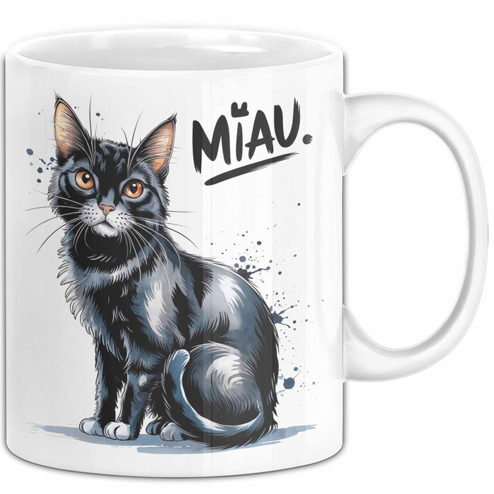 Katzen Tierliebhaber Tasse Geschenk Lustige Geschenkidee Spruch Miau Weiß Trendation