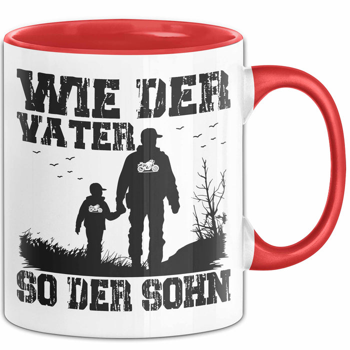 Vater Sohn Tasse Geschenk Lustige Geschenkidee Spruch Motorrad-Fahrer Rot Trendation