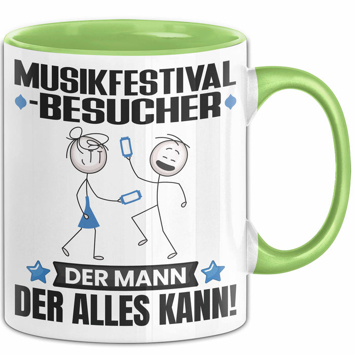 Musikfestival-Besucher Tasse Geschenk für Musikfestival-Besucher Der Mann Der Alles Kann Geschenkidee zum Geburtstag Grün Trendation