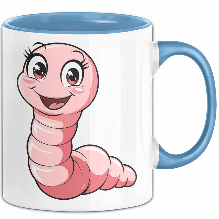 Regenwurm Tasse Geschenk Lustige Geschenkidee Spruch Blau Trendation