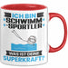 Schwimmsportler Tasse Geschenk für Schwimmsportler Geburtstag Lustiger Spruch Kaffee-Becher Was Ist Deine Superkraft Rot Trendation