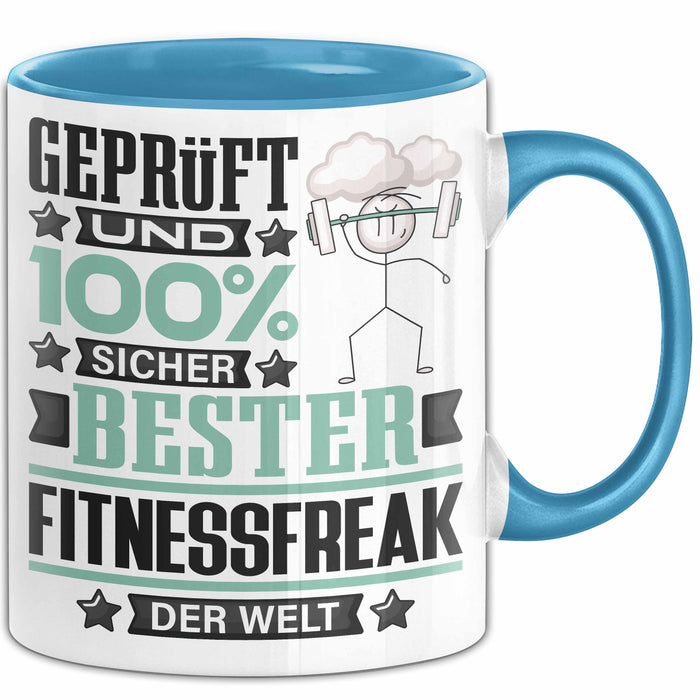 Fitnessfreak Geschenk Lustiger Spruch für Fitnessfreak Geschenkidee Bester Fitnessfreak Der Welt Blau Trendation