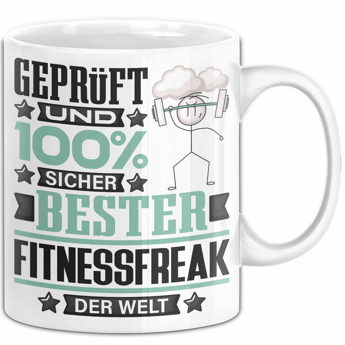 Fitnessfreak Geschenk Lustiger Spruch für Fitnessfreak Geschenkidee Bester Fitnessfreak Der Welt Weiß Trendation