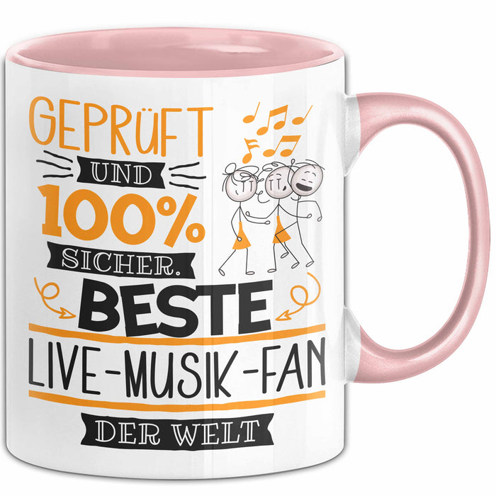 Beste Live-Musik-Fan Der Welt Tasse Geschenk für Eine Live-Musik-Fan Geprüft Und Sicher Geschenkidee Geburtstag Weihnachten Rosa Trendation
