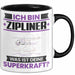 Zipliner Tasse Geschenk für Zipliner Geburtstag Lustiger Spruch Kaffee-Becher Was Ist Deine Superkraft Schwarz Trendation