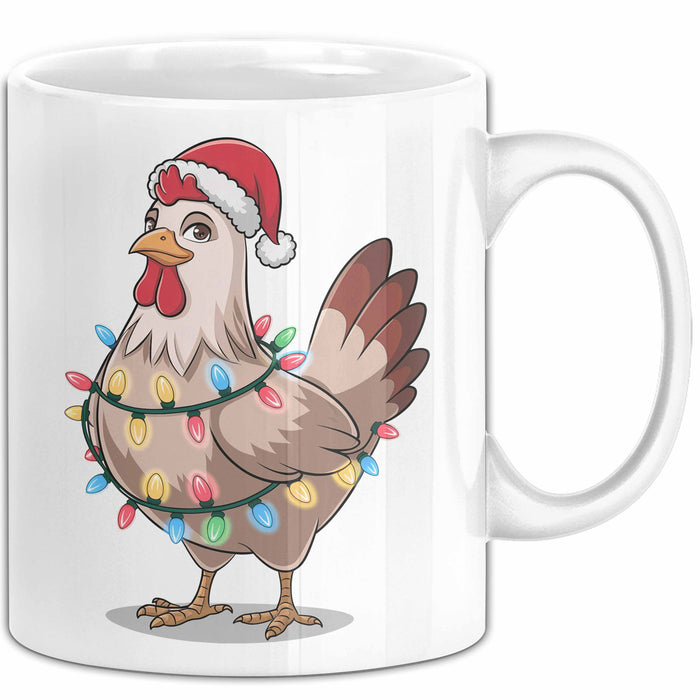 Huhn Weihnachtsfeier Tasse Geschenk Lustige Geschenkidee Spruch Weiß Trendation