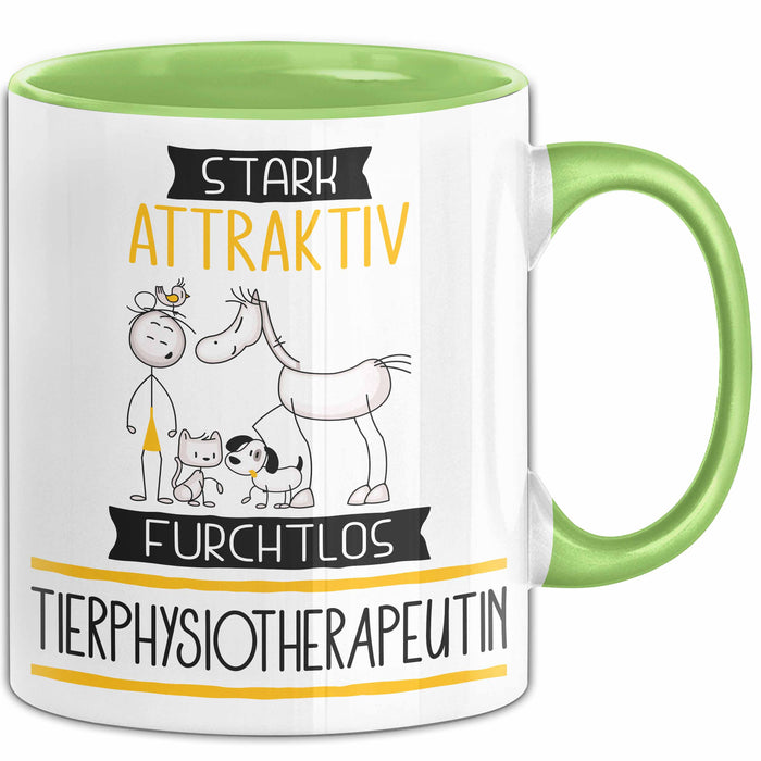 Tierphysiotherapeutin Tasse Geschenk Becher Stark Attraktiv Furchtlos Tierphysiotherapeutin Lustige Geschenkidee Grün Trendation