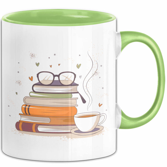 Bücherwurm Tasse Geschenk Lustige Geschenkidee Spruch Für Lese Liebhaber Grün Trendation