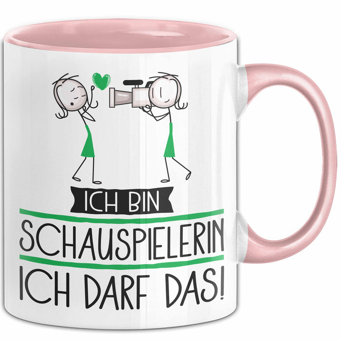 Geschenk für Schauspielerin Tasse Lustige Geschenkidee Geburtstag Ich Bin Schauspielerin Ich Darf Das Rosa Trendation