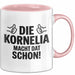 Kornelia Tasse Geschenk Die Kornelia Macht Dat Schon Geschenkidee Becher mit Name Rosa Trendation