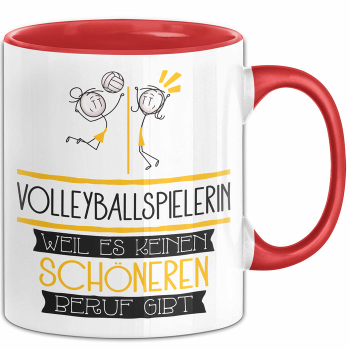 Volleyballspielerin Weil Es Keinen Schöneren Beruf Gibt Tasse Geschenk für Eine Volleyballspielerin Lustig Rot Trendation