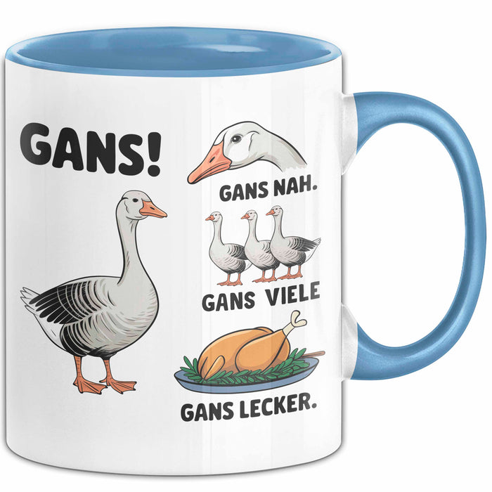 Gans Tier Gänse Bauer Tasse Becher Geschenk Lustige Geschenkidee Spruch Gänsearten Blau Trendation