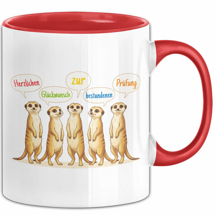 Schüler Abschluss Tasse Geschenk Lustige Geschenkidee Spruch Herzlichen Glückwunsch Zur Bestandenen Prüfung Rot Trendation