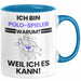 Polo-Spieler Geschenk Tasse Lustiger Spruch Ich Bin Polo-Spieler Warum Weil Ich Es Kann Geschenkidee Bester Polo-Spieler Geburtstag Kaffee-Becher Blau Trendation