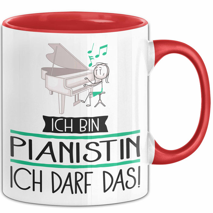 Geschenk für Pianistin Tasse Lustige Geschenkidee Geburtstag Ich Bin Pianistin Ich Darf Das Rot Trendation