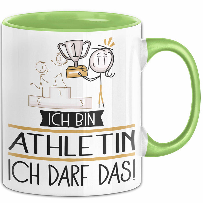 Geschenk für Athletin Tasse Lustige Geschenkidee Geburtstag Ich Bin Athletin Ich Darf Das Grün Trendation