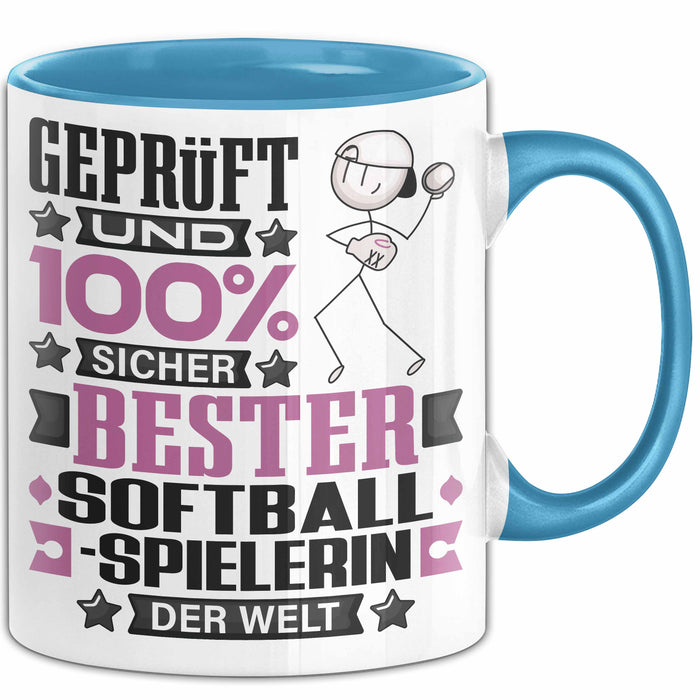 Softballspielerin Geschenk Lustiger Spruch für Softballspielerin Geschenkidee Bester Softballspielerin Der Welt Blau Trendation