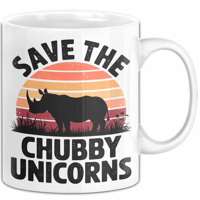 Nashorn Tasse Geschenk Lustige Geschenkidee Spruch Rettet Die Moppeligen Einhörner Weiß Trendation