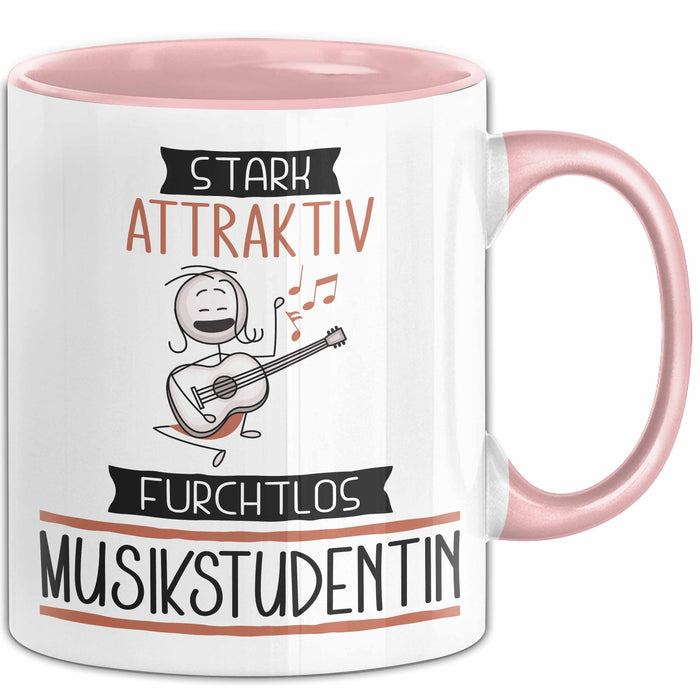 Musikstudentin Tasse Geschenk Becher Stark Attraktiv Furchtlos Musikstudentin Lustige Geschenkidee Rosa Trendation