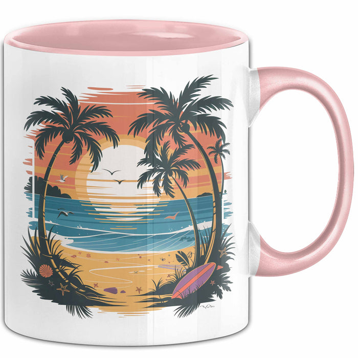 Sommerzeit Tasse Geschenkidee für Sonnenliebhaber Rosa Trendation