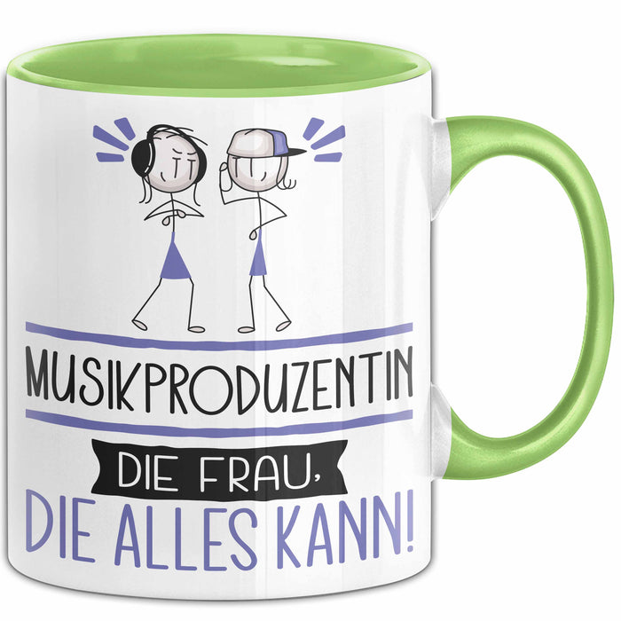 Musikproduzentin Geschenk Tasse Becher Die Frau Die Allen Kann Geschenkidee für eine Musikproduzentin Lustig Grün Trendation