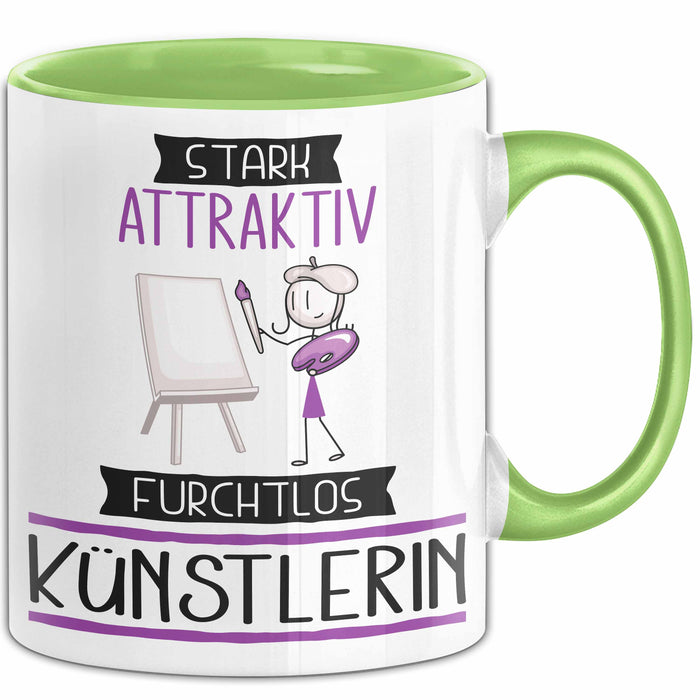 Künstlerin Tasse Geschenk Becher Stark Attraktiv Furchtlos Künstlerin Lustige Geschenkidee Grün Trendation