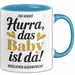 Baby Geburt Neue Eltern Tasse Geschenk Lustige Geschenkidee Spruch Das Baby Ist Da Blau Trendation