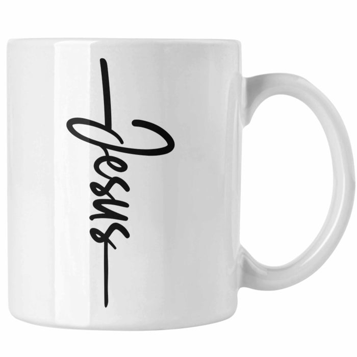 Jesus Christus Tasse Bibel Geschenk Kreuz Glauben Kirche Christliche Geschenkidee Weiß Trendation