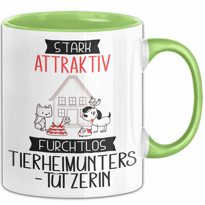 Tierheimunterstützerin Tasse Geschenk Becher Stark Attraktiv Furchtlos Tierheimunterstützerin Lustige Geschenkidee Grün Trendation