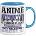 Anime Tasse Geschenk Realitätsflucht Lustiger Spruch Manga Fans Blau Trendation