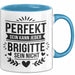 Brigitte Tasse Geschenk Perfekt Sein Kann Jeder Geschenkidee Geburtstag Blau Trendation