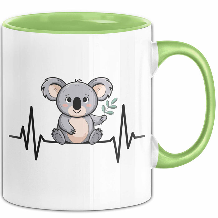 Koala Tierliebhaber Tasse Geschenk Lustige Geschenkidee Spruch Koala Herzschlag Grün Trendation