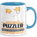 Puzzler Geschenk Tasse Ich Bin Puzzler Aber Sag Doch Einfach Superheld Lustige Geschenkdiee für Puzzler Kaffee-Becher Blau Trendation