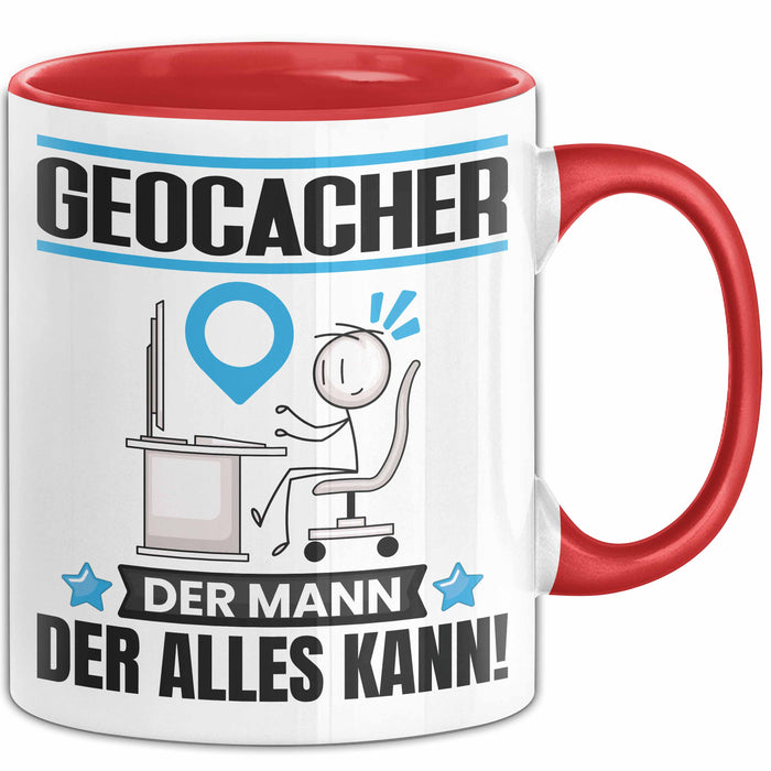 Geocacher Tasse Geschenk für Geocacher Der Mann Der Alles Kann Geschenkidee zum Geburtstag Rot Trendation
