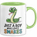 Reptil Schlange Tier Tasse Geschenk Lustige Geschenkidee Spruch Nur Ein Junge Der Schlangen Liebt Grün Trendation
