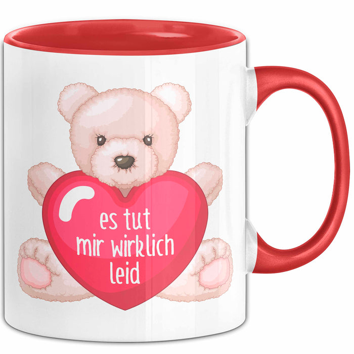 Entschuldigung Tasse Es Tur Mir Wirklich Leid Geschenkidee Sorry Becher Rot Trendation
