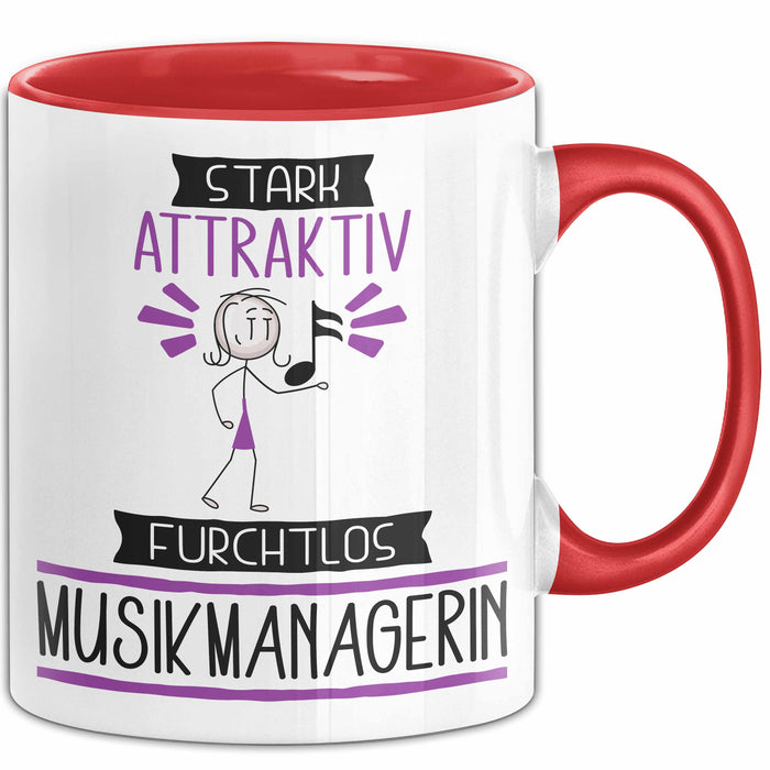 Musikmanagerin Tasse Geschenk Becher Stark Attraktiv Furchtlos Musikmanagerin Lustige Geschenkidee Rot Trendation