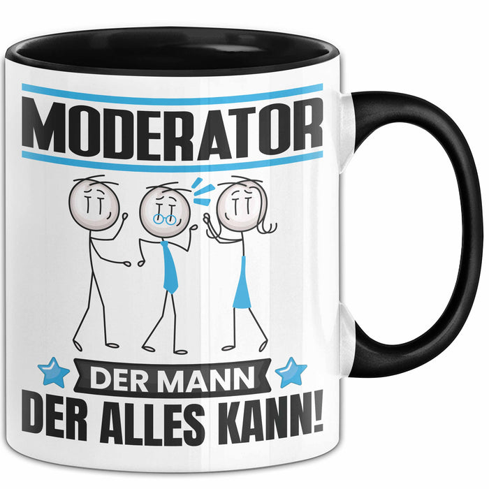 Moderator Tasse Geschenk für Moderator Der Mann Der Alles Kann Geschenkidee zum Geburtstag Schwarz Trendation