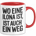 Ilona Tasse Geschenk Wo Eine Ilona Ist Ist Auch Ein Weg Geschenkidee Becher mit Name Rot Trendation