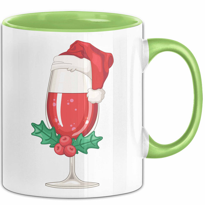 Weihnachten Weinglas Tasse Geschenk Weihnachtliche Grafik Kaffee-Becher Grün Trendation