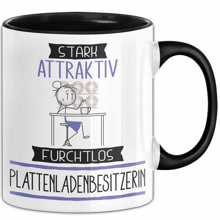 Plattenladenbesitzerin Tasse Geschenk Becher Stark Attraktiv Furchtlos Plattenladenbesitzerin Lustige Geschenkidee Trendation