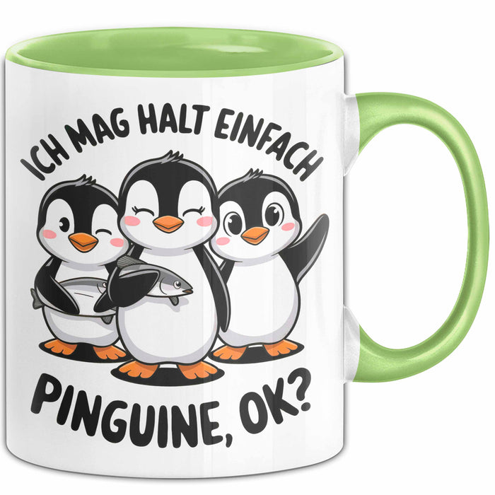 Pinguin Tier Tasse Geschenk Lustige Geschenkidee Spruch Ich Mag Halt Einfach Pinguine Grün Trendation