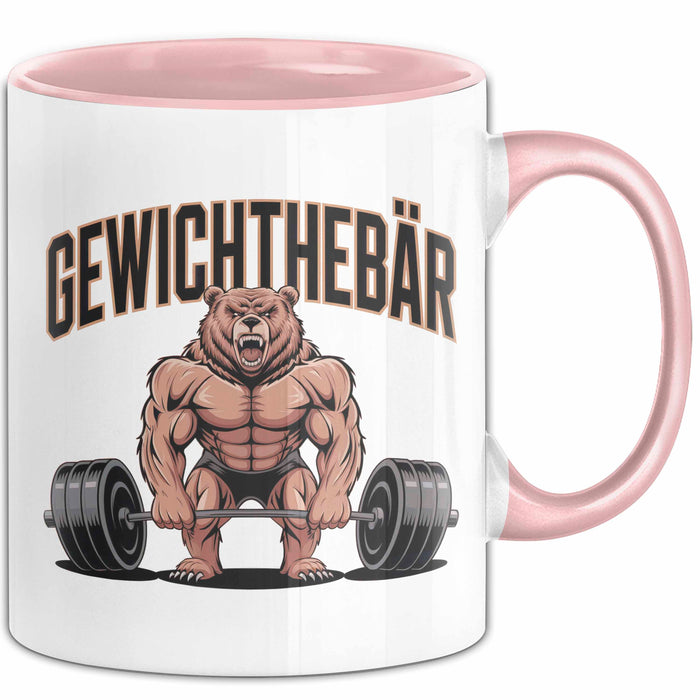 Gewichthebender Bär Tasse Geschenk Lustige Geschenkidee Spruch Gewichthebär Rosa Trendation
