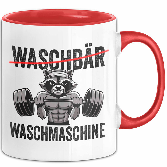 Waschbär Tierliebhaber Tasse Geschenk Lustige Geschenkidee Spruch Waschbär Waschmaschine Rot Trendation