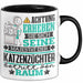 Katzenzüchter Geschenk Tasse Lustiger Spruch Erheben Sie Sich Der Katzenzüchter Betritt den Raum Schwarz Trendation